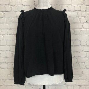 Xirena Lanie Top Size XS Black Ruffle Cotton Gauze